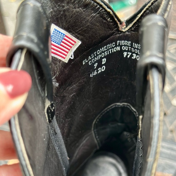 H & H Oil Resistant Black Leather Cowboy Boots - Picture 6 of 9